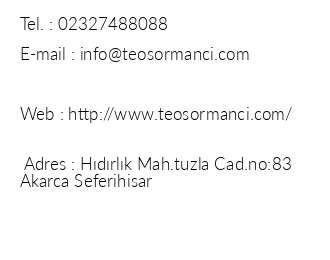 Teos Ormanc Tatil Ky Hotel iletiim bilgileri