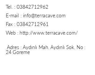 Terra Cave Hotel iletiim bilgileri