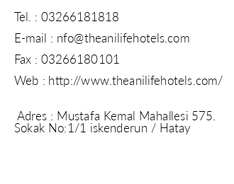 The Anilife Hotels iletiim bilgileri