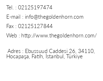 Golden Horn Hotel iletiim bilgileri