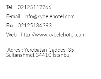 Kybele Hotel stanbul iletiim bilgileri