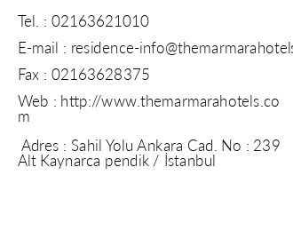 The Marmara Pendik Residence iletiim bilgileri