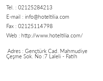 Tilia Hotel iletiim bilgileri