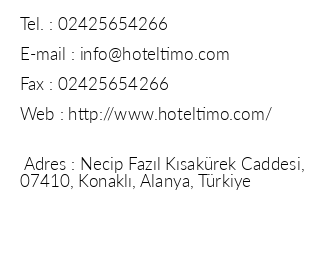 Timo Resort Hotel iletiim bilgileri