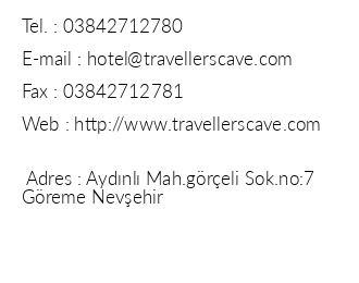 Traveler's Cave Hotel iletiim bilgileri