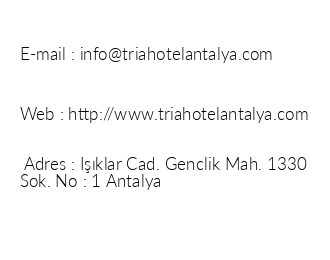 Tria Hotel Antalya iletiim bilgileri