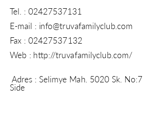Truva Family Club iletiim bilgileri