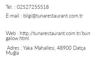 Tuna Restaurant& Bungalow Evler iletiim bilgileri