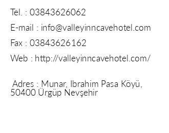 Valley nn Cave Hotel iletiim bilgileri