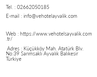 Ve Hotels Ayvalk Eitim Ve Dinlenme Tesisleri iletiim bilgileri