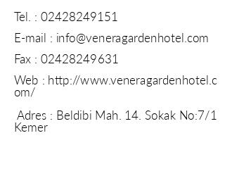 Venera Garden Hotel iletiim bilgileri