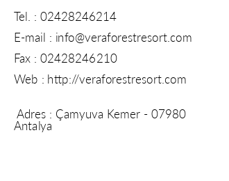 Vera Forest Resort iletiim bilgileri