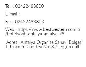 Vib Best Western Antalya iletiim bilgileri