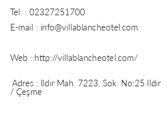 Villa Blanche Hotel eme iletiim bilgileri