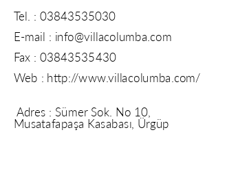 Villa Columba Hotel iletiim bilgileri