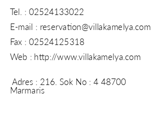 Villa Kamelya Apart Hotel iletiim bilgileri