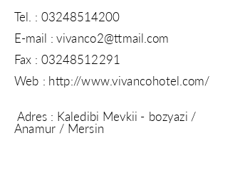 Vivanco Hotel iletiim bilgileri