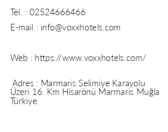 Voxx Hotels Marmaris Beach Resort iletiim bilgileri