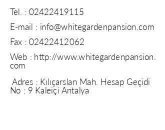 White Garden Pansiyon iletiim bilgileri
