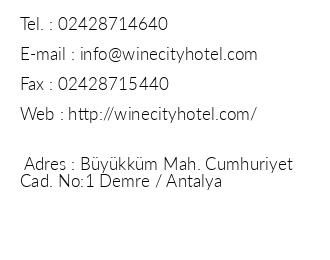 Winecity Hotel iletiim bilgileri