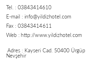 Yldz Hotel rgp iletiim bilgileri