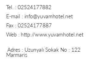 Yuvam Hotel iletiim bilgileri